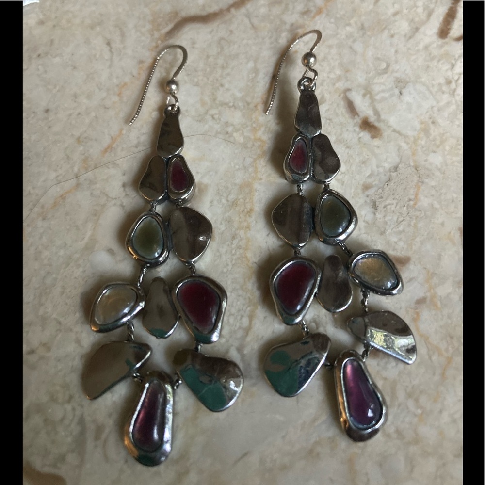 Bohm Silvertone Dangling 3” Earrings